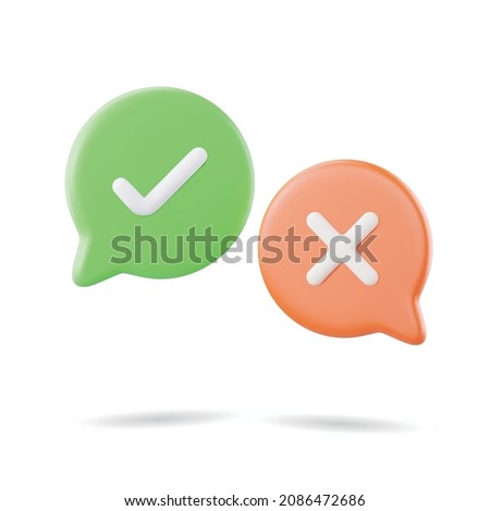 dos and donts speech bubble vector illustration, 3d check and cross on bubble speech, 