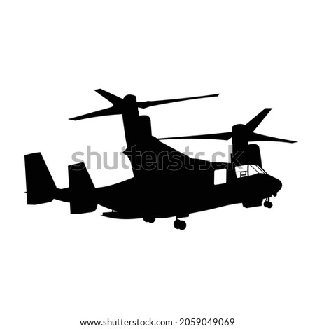osprey modern military helixopter transportation silhouette vector design