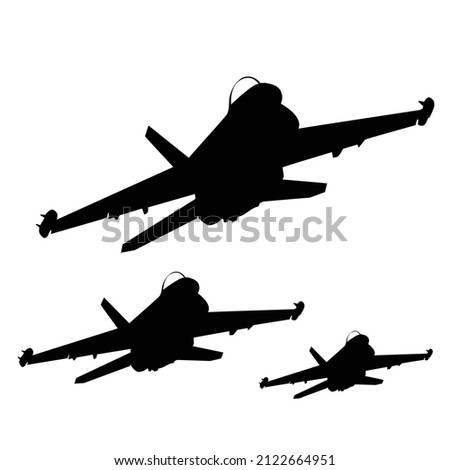 F18 jet fighter flying formation silhouette vector design