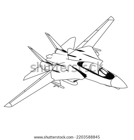 f14 tomcat outline jet fighter vector design