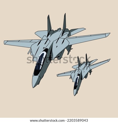 two f14 tomcat jet fighter flying formation vector design