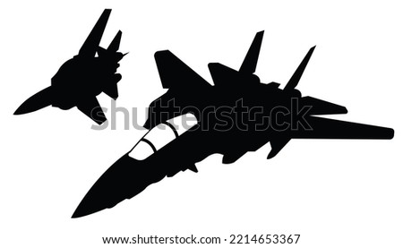 F14 jet military jet fighter manuver silhuette vector design