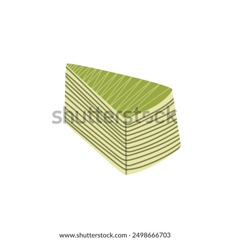 Similar – Image, Stock Photo Matcha cheesecake on pink background. Single slice of cake