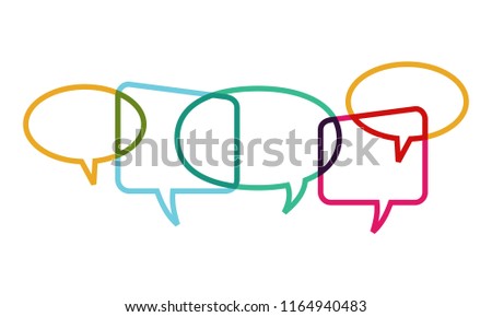 Speech bubbles overlapping symbolize the activities of social interaction to discuss current issues