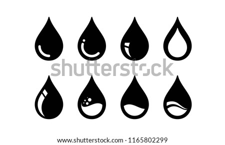 Simple iconic shapes of oil petroleum droplets that are processed for fuel and energy sources