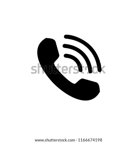 The basic logo form of a vintage telephone receiver with a hanger receiver and signal sign