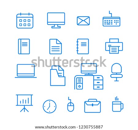 Office Flat outlined minimalist Icon Set