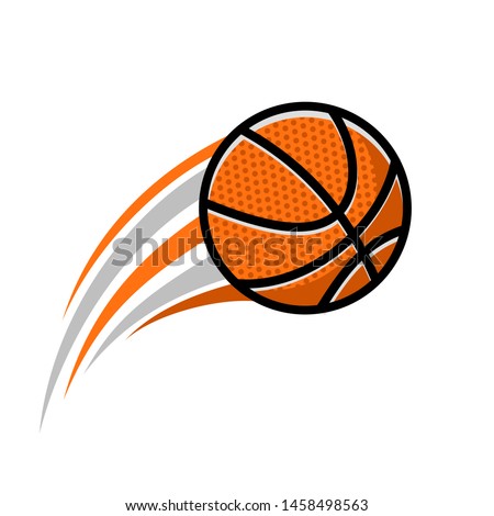 illustration of a fast-moving basketball ball. Icon of a basketball ball with flames and the impression of speed. Graphic resources elements of basketball games.