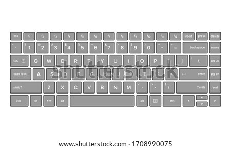Vector illustration of keyboard view. Suitable for basic elements of computer text input devices, smartphones and digital technology. Qwerty keyboard layout.