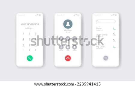 Smartphone dial screen vector illustration. Suitable for design element of phone call, app user interface, and dial screen display template.