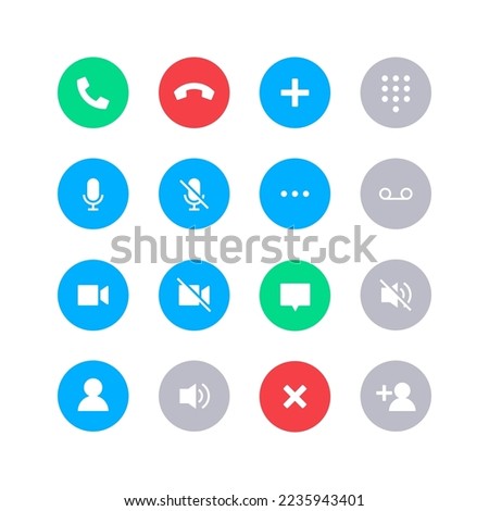 Phone call icon set. Suitable for design element of smartphone call user interface, phone call button, and ui ux icon set.