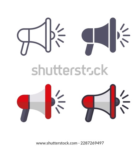 Megaphone icon set on various style. Loudspeaker vector icons. Suitable for promotion, broadcast information, and important announcement vector element.