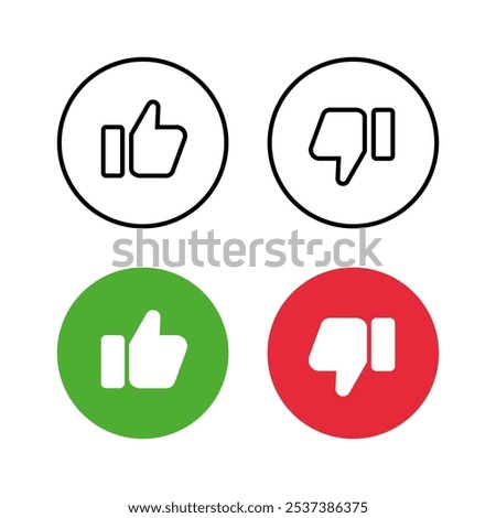 Thumb up and Thumb down icon. Suitable for feedback and responses to services or media content.