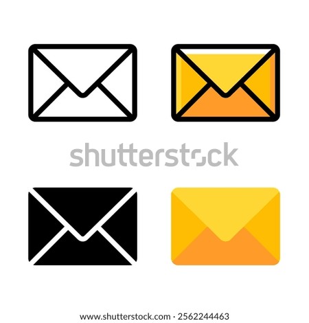 Email envelope icon set. Suitable for email app icon element. Unread email message inbox.