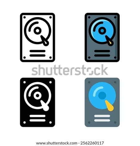 Hard disk hdd icon set. Suitable for computer hdd storage icon element. 