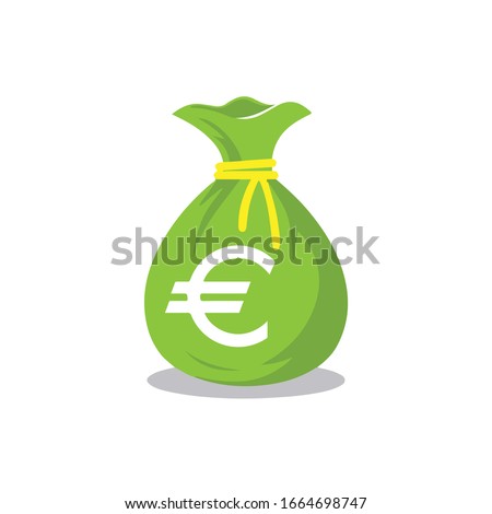 Money bag icon. Euro EUR currency symbol. Flat design style. illustration.Vector EPS 10