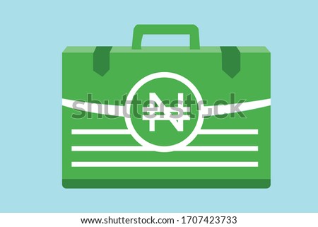 Nigerian Naira Money inside case box vector icon logo illustration and design. Nigeria currency, business, payment and finance element. Can be used for web, mobile, infographic, and print.