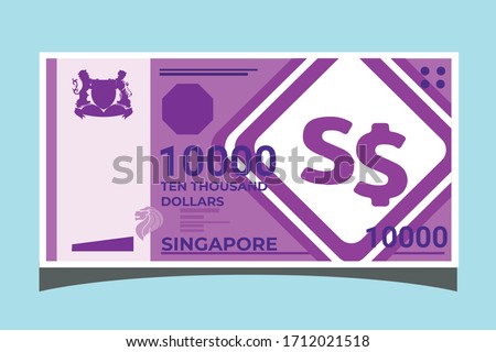 Sk: 10000 Singapore Dollar Banknotes paper money vector icon logo illustration and design. Singapore business, payment and finance element. Can be used for web, mobile, infographic, and print.