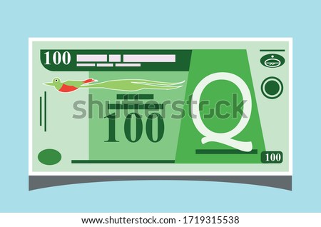 SK: 100 Guatemalan Quetzal Banknotes paper money vector icon logo illustration and design. Guatemala business, payment and finance element. Can be used for web, mobile, infographic, and print.EPS 10 