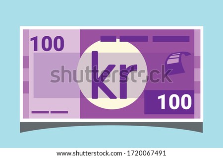 SK: 100 Swedish Krona banknotes paper money vector icon logo illustration and design. Sweden business, payment and finance element. Can be used for web, mobile, infographic, and print.EPS 10 Vector.