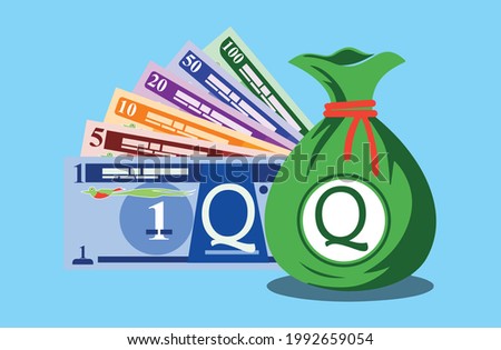 Guatemalan Quetzal all Banknotes Money sack bag Icon vector. Guatemala currency business, payment and finance element. Can be used for web, mobile, infographic and print.