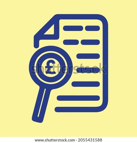 Searching document and British Currency Pound Magnifying glass Icon Element or logo isolated sign.