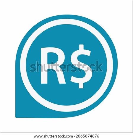 Brazilian Real symbol with Location icon isolated sign icon. 