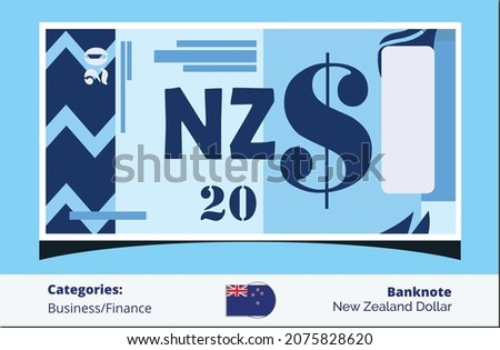 twenty New Zealand Dollar banknotes paper money vector icon logo illustration and design. New Zealand business, payment and finance element. Can be used for web, mobile, infographic and print.