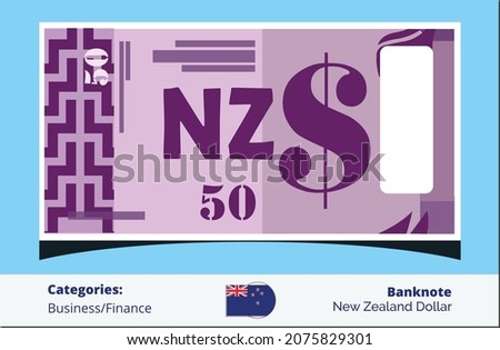 Fifty New Zealand Dollar banknotes paper money vector icon logo illustration and design. New Zealand business, payment and finance element. Can be used for web, mobile, infographic and print.