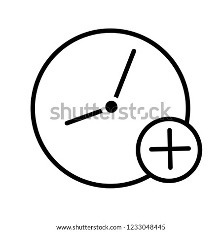 Clock plus outline icon