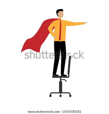 The man with the Superman's Cape. Сharacter for landing pages Flat cartoon character isolated on white background