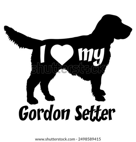 I love my Gordon Setter. Dog silhouette dog breeds logo dog monogram vector
