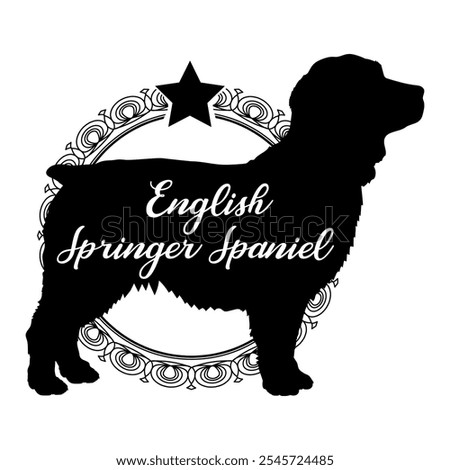 English Springer Spaniel dog silhouette, dog, dog breeds,  vector, silhouette, logo design, animal, illustration, icon, sign, black, pet