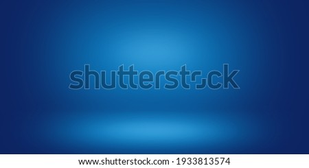 Blue light gradient wall background and floor, Effect cool tone wallpaper, Diffused beam of light.