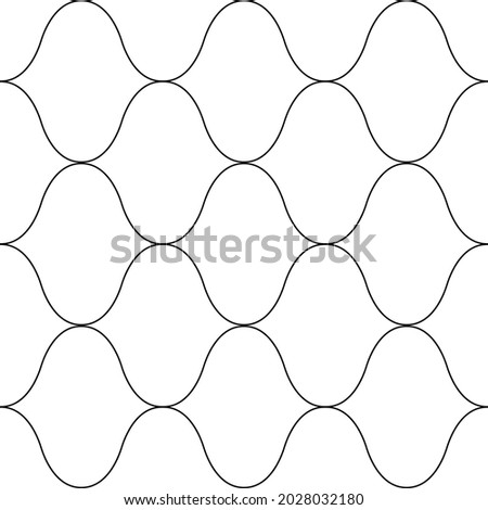 Roman Ogee abstract vector seamless pattern background with retro shapes net texture. Neutral black white geometric backdrop. Monochrome chicken wire style repeat print for wellness packaging