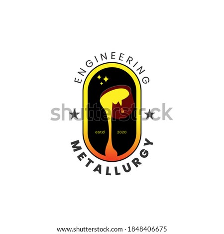 Metallurgy and foundry badge logo design, Heavy industry and engineering, industrial, vector design and illustration