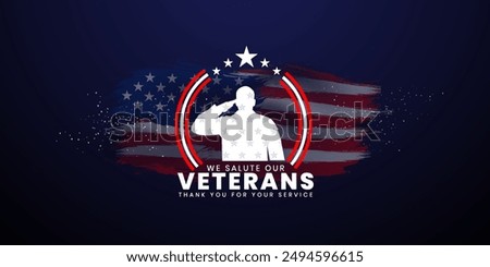 Veterans day poster. Veteran's day illustration with american flag, 11th November, Vector illustration