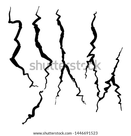 hand drawn cracked glass,wall,egg,ground in cartoon doodle style vector illustration