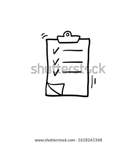 hand drawn Clipboard icon design template with doodle style cartoon isolated