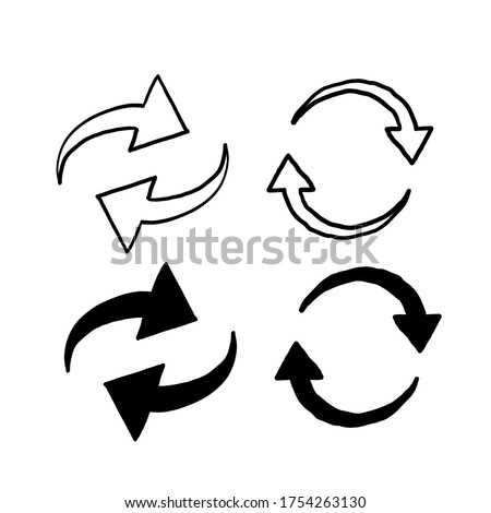 double reverse  circular swap arrow icon doodle illustration vector