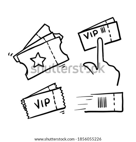 hand drawn Simple Set of Tickets Related Vector Line Icons in doodle style vector isolated