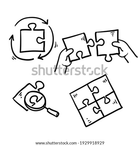 hand draen doodle Simple Set of Puzzle Related Vector Line Icons isolated background