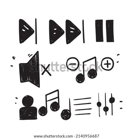 hand drawn doodle Simple Set of Music Controls Related illustration icon