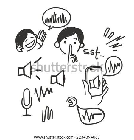 hand drawn doodle Simple Set of Voice Related illustration