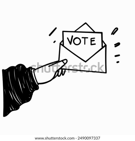 hand drawn doodle election vote ballot box illustration