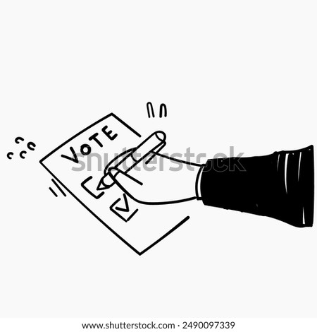 hand drawn doodle election vote ballot box illustration