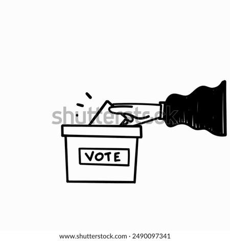 hand drawn doodle election vote ballot box illustration