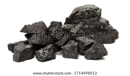 Coal pile photo on white background Imagine de stoc © 