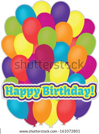 Happy Birthday - Fun Happy Birthday greeting with colorful balloons