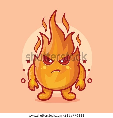 funny fire flame character mascot with angry gesture isolated cartoon in flat style design 